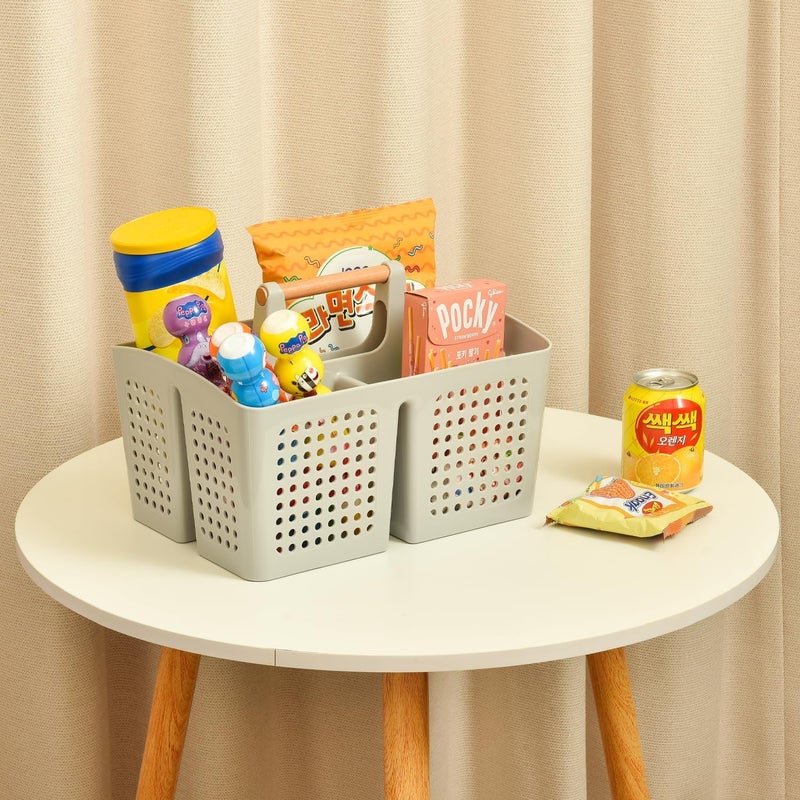 PAKCHOICE Portable Shower Caddy Basket with Compartments, Plastic Divided Cleaning Caddy Organizer Storage Tote with Handle for Bathroom, College, Dorm Room Essentials, Pink - Image 5